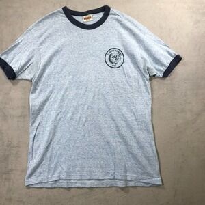 Vintage 80s Hanes Ringer Tee Shirt Men's XL Blue Boy Scouts BSA Logo USA Made